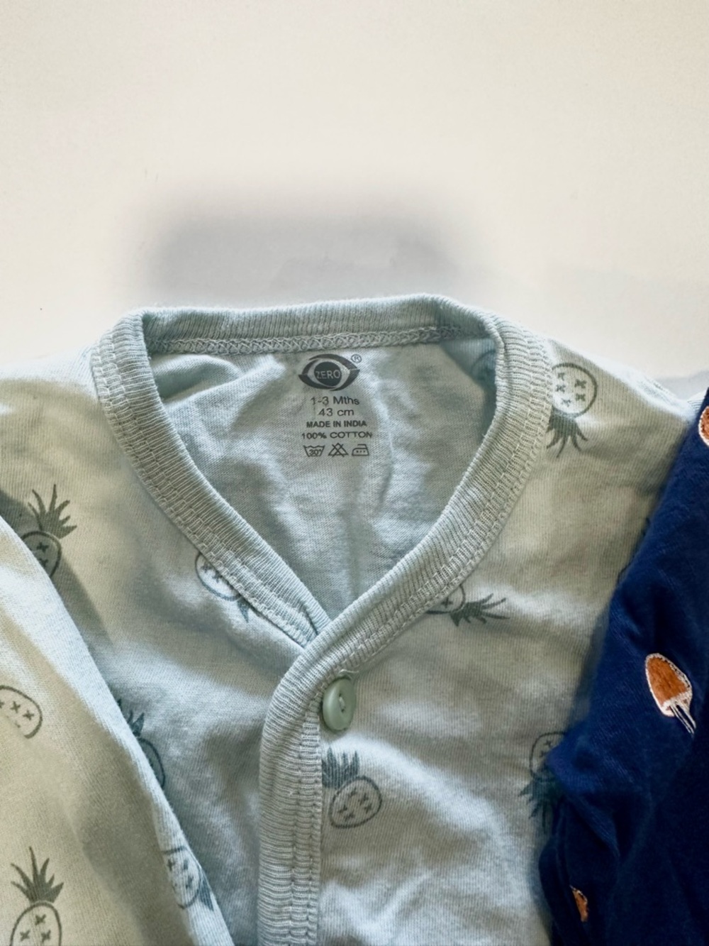 Set of 2 Baby Cardigans - Light Mint Pineapple & Navy Orange Print - Picture 4 of 4